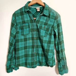 Mossimo Plaid Button Down, Green, Size M
